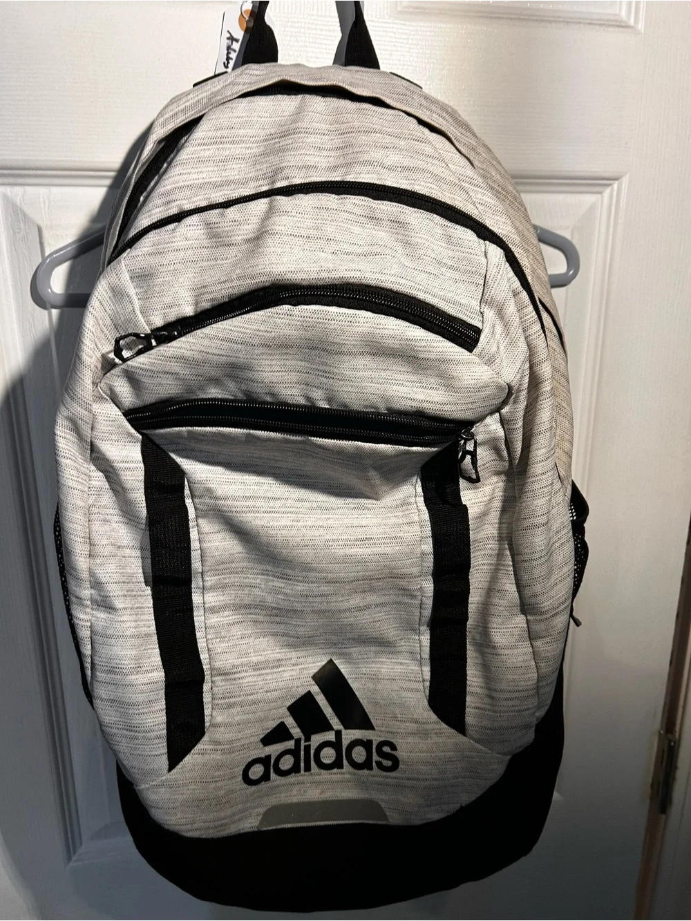 adidas White Heather Backpack with Black Accents